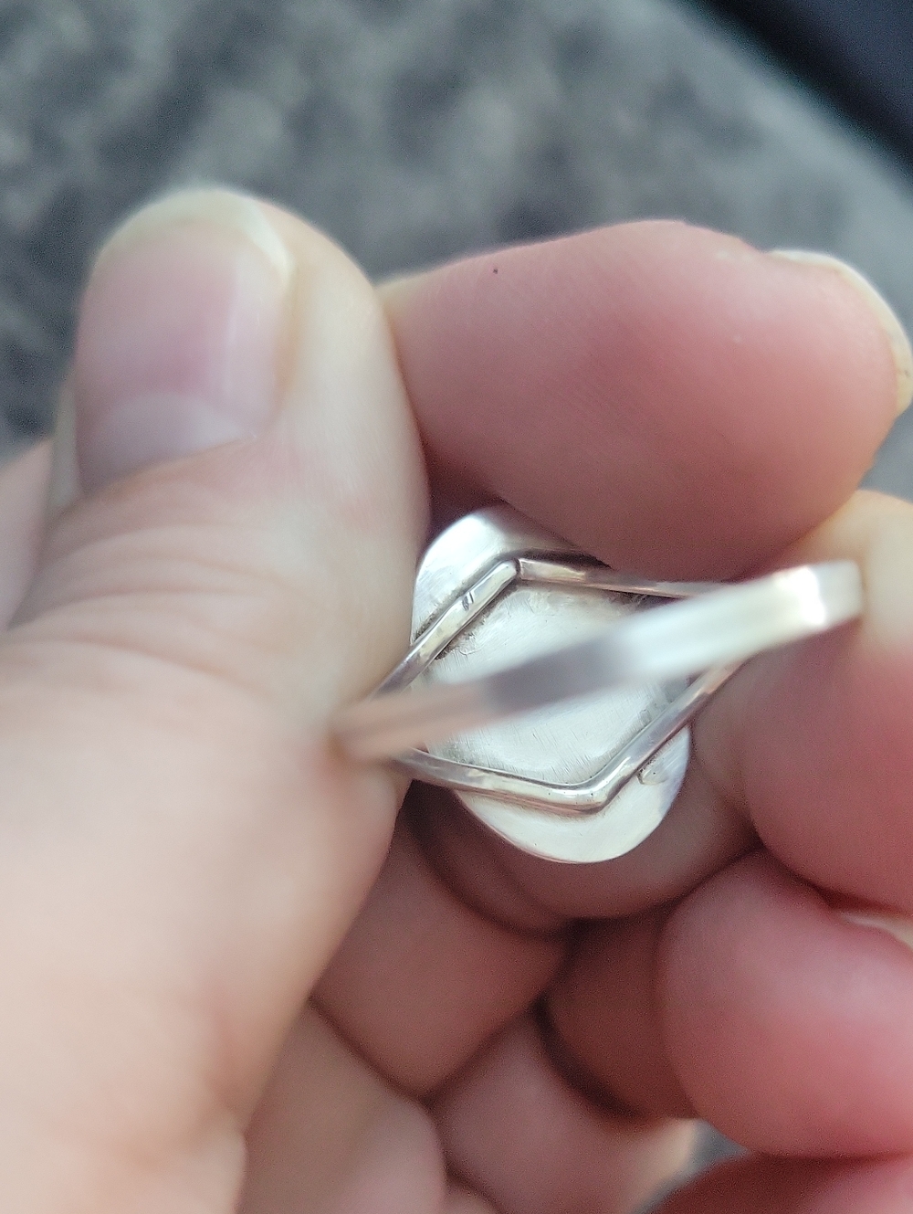 Vtg. Native American Sterling Silver & Blue lace Agate ring Singed size 9 1/2 - Picture 4 of 9